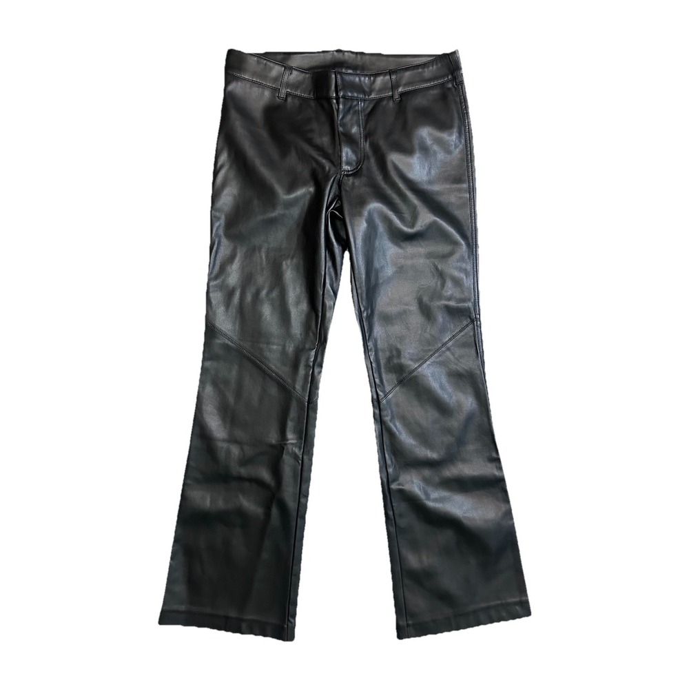 Free People Women's 4 Black Vegan Leather Low Rise Love Language Bootcut Pants